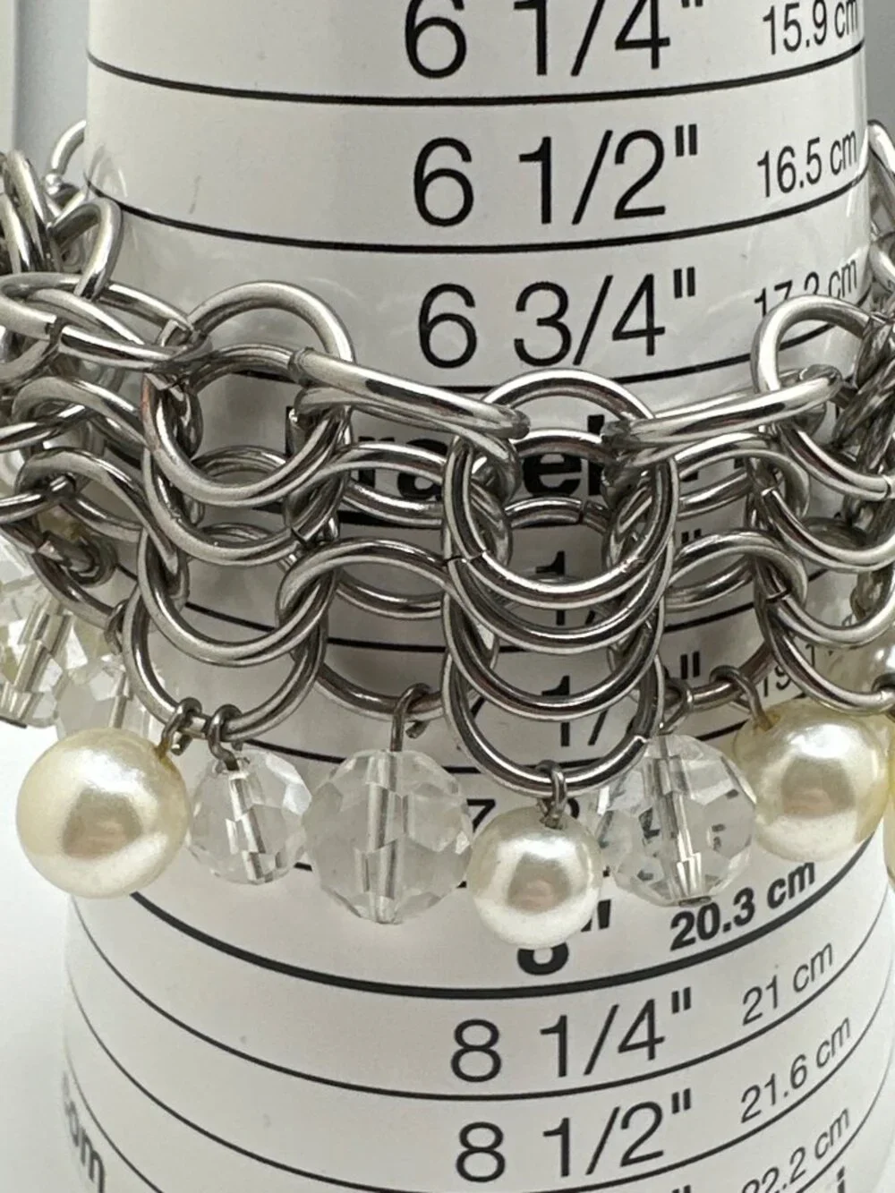 Cha Cha Chunky Bead Bracelet Faux Pearl Acrylic Chain Link